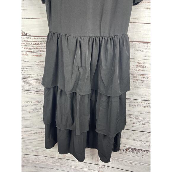 Charley's Boutique Dress Women's Large Tiered Ruffle Short Sleeve Midi Layered - Picture 3 of 11